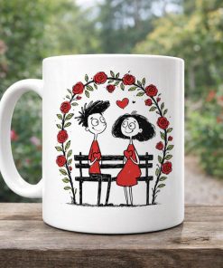 Alternative view of Valentine Love Story Mug – Illustrated Couple